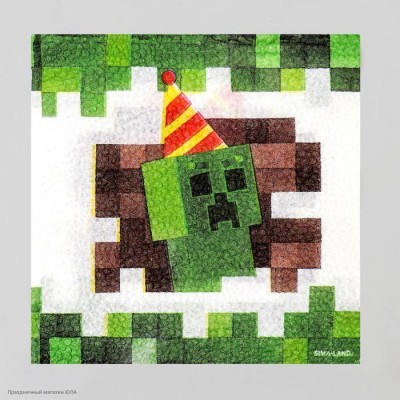 Салфетки "Пиксели" бело-зелёные, 24*24 см 20 шт 7756535