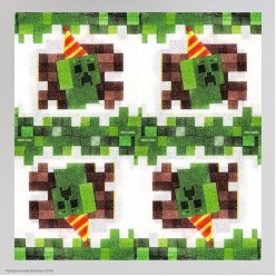 Салфетки "Пиксели" бело-зелёные, 24*24 см 20 шт