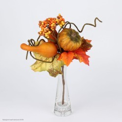 Букет "Осенний" с тыквой, оранжевый 22см