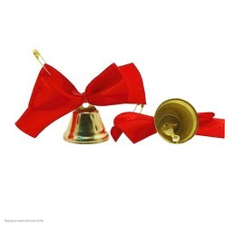 Колокольчик выпускника, бант красный, 25мм 10шт/уп