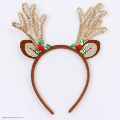 Ободок "Рога оленя с ушками" золото, серебро (блеск) 25*23см 6905696