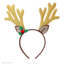 Ободок "Рога оленя с ушками" золото, серебро (блеск) 25*23см