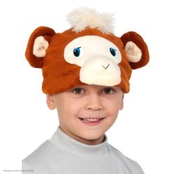 Шапочка "Обезьянчик" (плюш) детская р.52-54