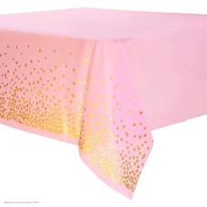 Скатерть "Конфетти" розово-золотая 137*183 см (плёнка)