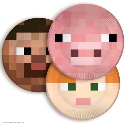 Тарелки "Пиксели. Герои" 18 см 6 шт, бумага