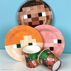 Тарелки "Пиксели. Герои" 18 см 6 шт, бумага
