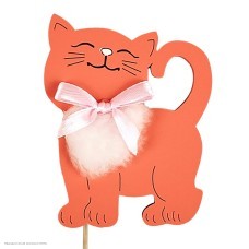 Топпер "Котик пушистик" рыжий (дерево) 7*30см