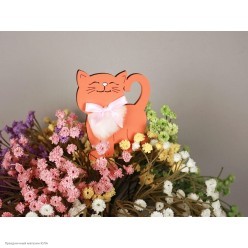 Топпер "Котик пушистик" рыжий (дерево) 7*30см