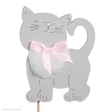 Топпер "Котик пушистик" серый (дерево) 7*30см