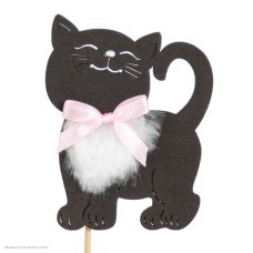 Топпер "Котик пушистик" чёрный (дерево) 7*30см