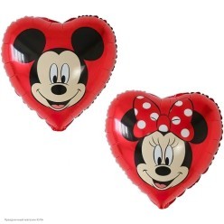 Шар фольга Сердце "Минни и Микки Маус" 2-сторонний 18"/46см