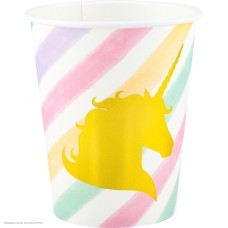 Стаканы "Единорог золотой" полосы, 250 мл 6шт, бумага