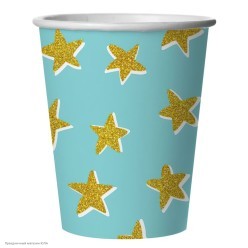 Стаканы "Звёздочки" бирюзовые 250 мл 6 шт, бумага