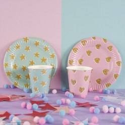 Стаканы "Сердечки" розовые 250 мл 6 шт, бумага