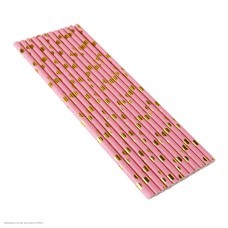 Трубочки для коктейля бум "Конфетти" розово-золотые 12 шт