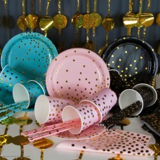 Трубочки для коктейля бум "Конфетти" розово-золотые 12 шт