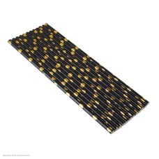 Трубочки для коктейля бум "Конфетти" чёрно-золотые 12 шт