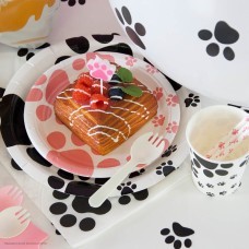 Трубочки для коктейля бум "Лапки" бело-розовые 12 шт