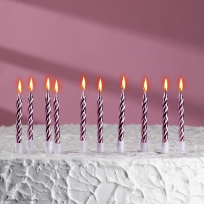 Свечи для торта "Металлик Розовые" 5 см (10 шт) 2919673