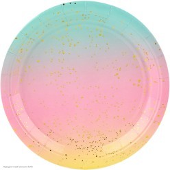 Тарелки "Нежная радуга" тиснение 23 см, 6 шт (бумага)