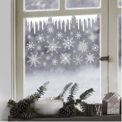 Наклейки статические "Cнежинки" белые 33*50 см