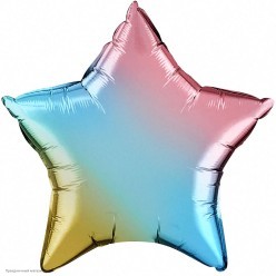 Шар фольга Звезда, Градиент Нежная радуга 18"/45см