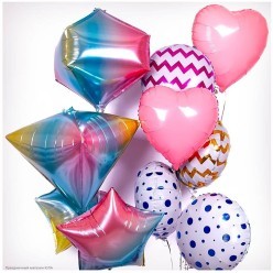 Шар фольга Звезда, Градиент Нежная радуга 18"/45см