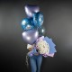 Шар фольга Круг "С Юбилеем!" голубой, цветы 18"/45см 13405