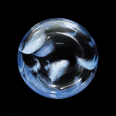 Шар Сфера Deco Bubble 18"/46см Голубые перья, Кристалл 5102000