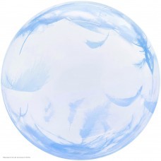 Шар Сфера Deco Bubble 18"/46см Голубые перья, Кристалл