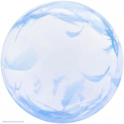 Шар Сфера Deco Bubble 18"/46см Голубые перья, Кристалл