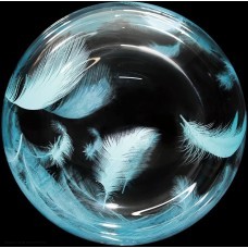 Шар Сфера Deco Bubble 18"/46см Бирюзовые перья, Кристалл