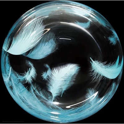 Шар Сфера Deco Bubble 18"/46см Бирюзовые перья, Кристалл 5102010