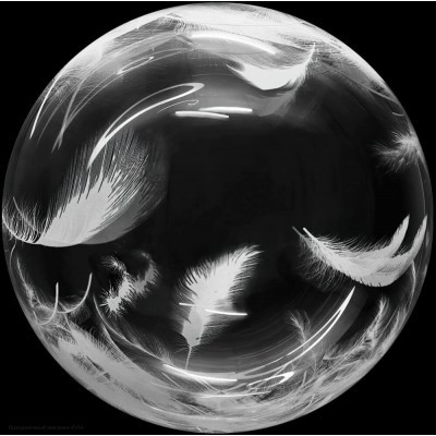 Шар Сфера Deco Bubble 18"/46см Белые перья, Кристалл 5514187