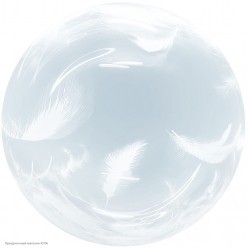 Шар Сфера Deco Bubble 18"/46см Белые перья, Кристалл