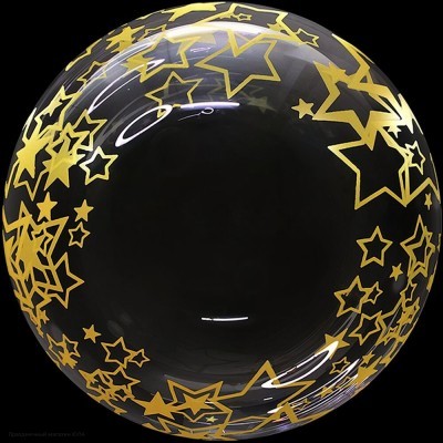 Шар Сфера Deco Bubble 18"/46см Золотые звёзды, Кристалл 5514188