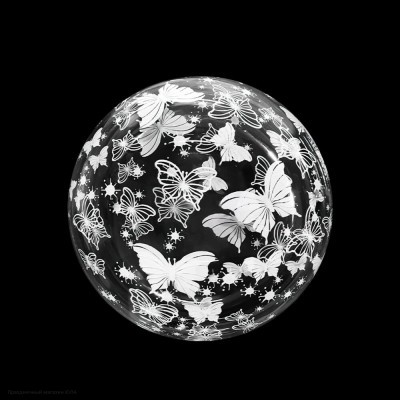 Шар Сфера Deco Bubble 18"/46см Белые бабочки, Кристалл 5514194