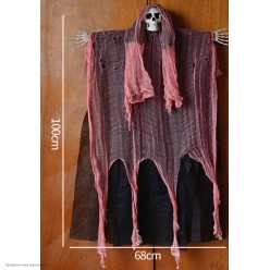 Декорация "Череп-призрак" 68*100см кр-чёрн (пластик, ткань)