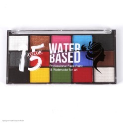 Аквагрим профессиональный Палитра 15 цветов +кисти 2шт