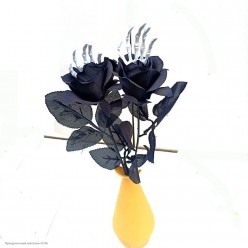 Роза с кистью скелета чёрная d-7 см, 38 см