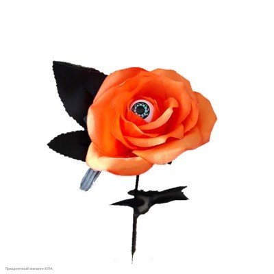Роза с глазом оранжевая d-8 см, 38 см РС01122-о