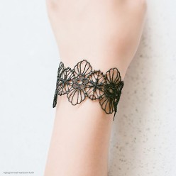 Браслет кружевной "Тропики" чёрный