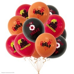 Набор шаров "Хэллоуин Ассорти" 1ст/рис цвет 12"/30см 10шт