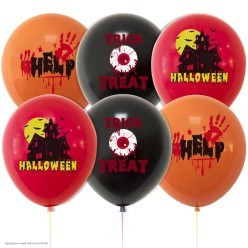 Набор шаров "Хэллоуин Ассорти" 1ст/рис цвет 12"/30см 10шт