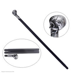 Трость разборная Череп 75см, серебро, пластик