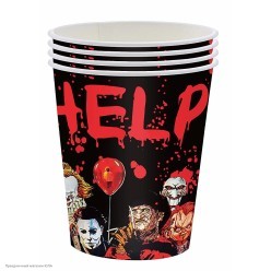 Стаканы "Герои ужастиков. Нelp" 250мл, 8 шт (бумага)