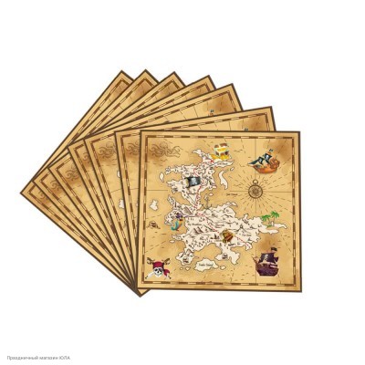 Салфетки "Пиратская карта" 33*33 см, 10 шт РС30302-3