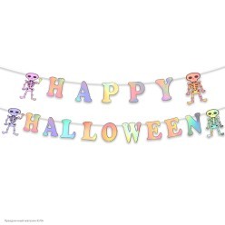 Гирлянда-буквы "Happy Halloween" на ленте 17*15см 5м гологр