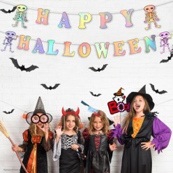 Гирлянда-буквы "Happy Halloween" на ленте 17*15см 5м гологр