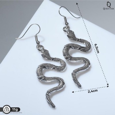 Серьги "Змейки" серебро (металл) 6,5*2,4см 7795712